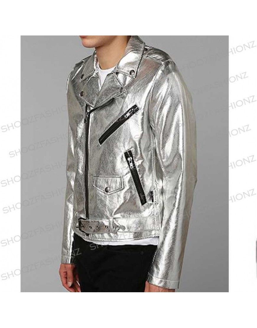 Tripp NYC Punk Rave Goth X-men Metal Rocker Faux Silver Jacket